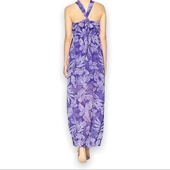 Sabine Purple Tropical Maxi Dress L | Y2K Resort Vacay Beach Boho Chic - Picture 2 of 10